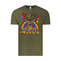 Vintage Olive LGBTQ+ Oh Deer I'm Queer Vintage Tee - BundleAndBundleShop