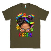 Army Green LGBTQ+ Messy Bun Mom Pride With Flower Classic Tee - BundleAndBundleShop