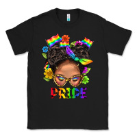 Black LGBTQ+ Messy Bun Mom Pride With Flower Classic Tee - BundleAndBundleShop