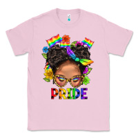 Bubblegum Pink LGBTQ+ Messy Bun Mom Pride With Flower Classic Tee - BundleAndBundleShop