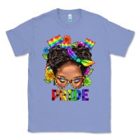 Colony Blue LGBTQ+ Messy Bun Mom Pride With Flower Classic Tee - BundleAndBundleShop