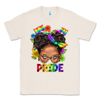 Natural LGBTQ+ Messy Bun Mom Pride With Flower Classic Tee - BundleAndBundleShop