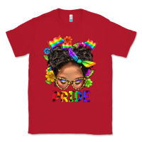 Red LGBTQ+ Messy Bun Mom Pride With Flower Classic Tee - BundleAndBundleShop