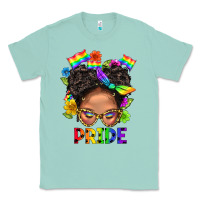 Seafoam LGBTQ+ Messy Bun Mom Pride With Flower Classic Tee - BundleAndBundleShop