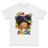 White LGBTQ+ Messy Bun Mom Pride With Flower Classic Tee - BundleAndBundleShop