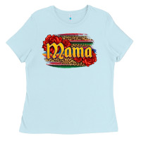 Baby Blue Latina mama with serape and roses Ladies Tee - Jasminsmagicworld