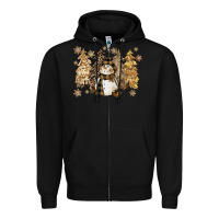 Black snowman with christmas trees 11inches Zipper Hoodie - CowGirlArtShop