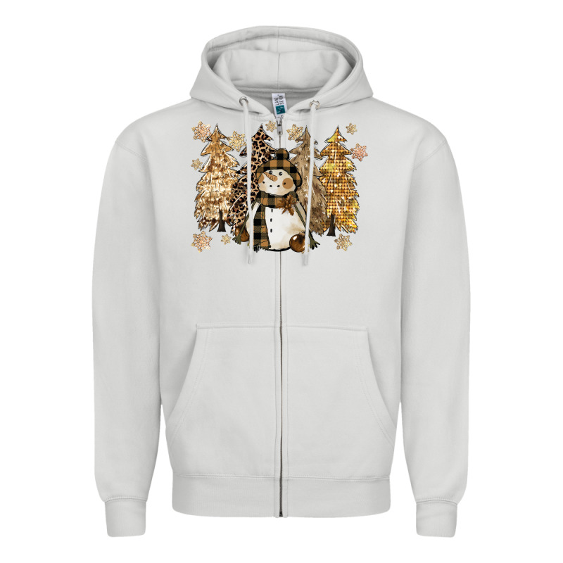 Snowman With Christmas Trees 11inches Zipper Hoodie by CowGirlArtShop | Teevron
