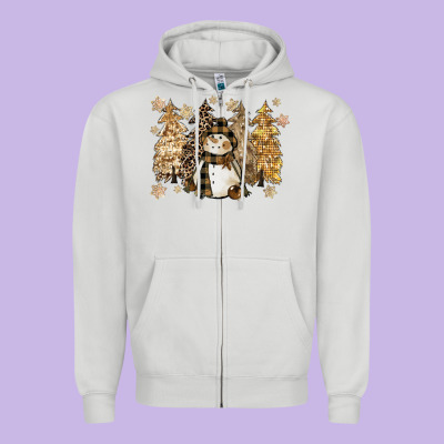 Snowman With Christmas Trees 11inches Zipper Hoodie Designed By Cowgirlartshop