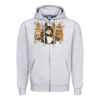 Heather Grey snowman with christmas trees 11inches Zipper Hoodie - CowGirlArtShop