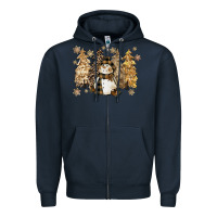 Navy snowman with christmas trees 11inches Zipper Hoodie - CowGirlArtShop