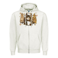 Oatmeal Heather snowman with christmas trees 11inches Zipper Hoodie - CowGirlArtShop