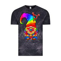 Cloud Black LGBTQ+ Pride Gnome With Heart Balloon Vintage Tee - BundleAndBundleShop