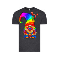 Vintage Black LGBTQ+ Pride Gnome With Heart Balloon Vintage Tee - BundleAndBundleShop