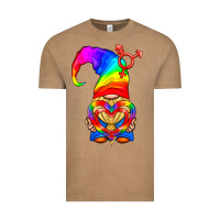Vintage Coffee LGBTQ+ Pride Gnome With Heart Balloon Vintage Tee - BundleAndBundleShop