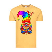 Vintage Mustard LGBTQ+ Pride Gnome With Heart Balloon Vintage Tee - BundleAndBundleShop
