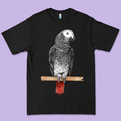 African Gray Parrot Bird Premium Tee Designed By Lillyallendesigns