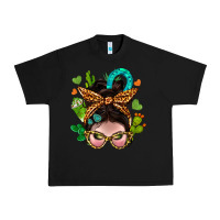 Black Western  Messy Bun With Cactus Urban Heavy Tee - BundleAndBundleShop