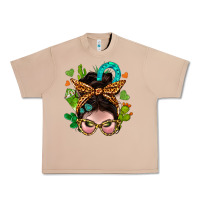 Burro Western  Messy Bun With Cactus Urban Heavy Tee - BundleAndBundleShop
