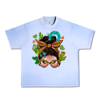 Grape Ice Western  Messy Bun With Cactus Urban Heavy Tee - BundleAndBundleShop
