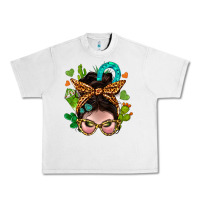 Lunar Rock Western  Messy Bun With Cactus Urban Heavy Tee - BundleAndBundleShop