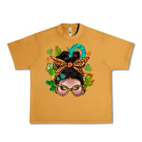 Peanut Butter Western  Messy Bun With Cactus Urban Heavy Tee - BundleAndBundleShop