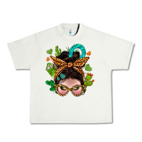 Pistachio Western  Messy Bun With Cactus Urban Heavy Tee - BundleAndBundleShop