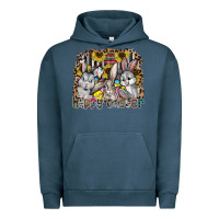 Pigment Midnight Navy Happy Easter Urban Hoodie - CowhideDigitalArt