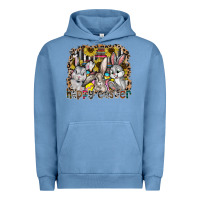 Pigment Pebble Blue Happy Easter Urban Hoodie - CowhideDigitalArt