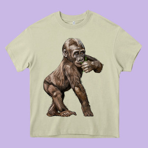 Baby Gorilla Heavy Core Tee Designed By Lillyallendesigns