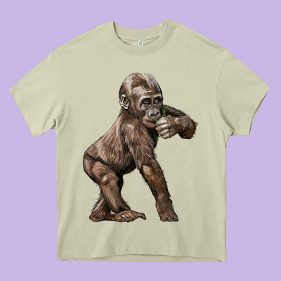 Baby Gorilla Heavy Core Tee Designed By Lillyallendesigns