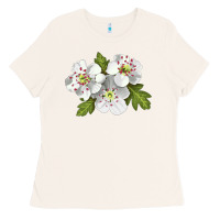 Bone Hawthorn Flower Illustrations Ladies Tee - LillyAllenDesigns