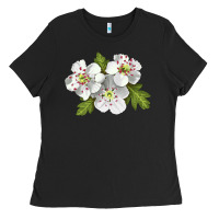 Black Hawthorn Flower Illustrations Ladies Tee - LillyAllenDesigns