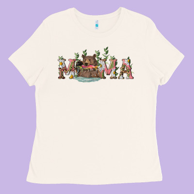 Mama With Bear And Daisy Ladies Tee Designed By Ranaportraitstore