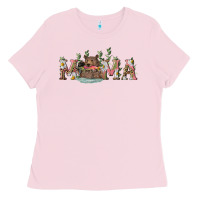 Bubblegum Pink Mama with bear and daisy Ladies Tee - RanaPortraitStore