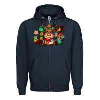 Navy reindeer joy christmas Zipper Hoodie - CowGirlArtShop