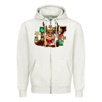 Oatmeal Heather reindeer joy christmas Zipper Hoodie - CowGirlArtShop