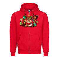 Red reindeer joy christmas Zipper Hoodie - CowGirlArtShop