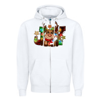 White reindeer joy christmas Zipper Hoodie - CowGirlArtShop