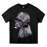Black Baby Gorilla Head Heavy Core Tee - LillyAllenDesigns