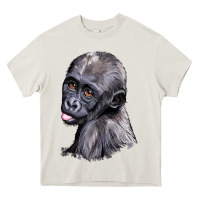 Cream Baby Gorilla Head Heavy Core Tee - LillyAllenDesigns