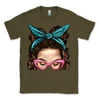 Army Green Messy Bun Mom With Leopard Bandana Classic Tee - BundleAndBundleShop