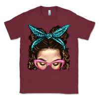 Burgundy Messy Bun Mom With Leopard Bandana Classic Tee - BundleAndBundleShop