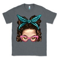 Charcoal Heather Messy Bun Mom With Leopard Bandana Classic Tee - BundleAndBundleShop