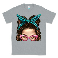Heather Grey Messy Bun Mom With Leopard Bandana Classic Tee - BundleAndBundleShop