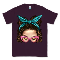 Plum Messy Bun Mom With Leopard Bandana Classic Tee - BundleAndBundleShop