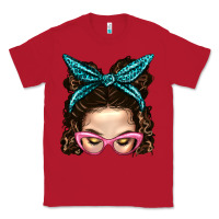 Red Messy Bun Mom With Leopard Bandana Classic Tee - BundleAndBundleShop