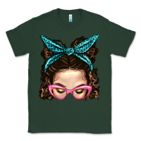 Sports Green Messy Bun Mom With Leopard Bandana Classic Tee - BundleAndBundleShop