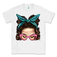 White Messy Bun Mom With Leopard Bandana Classic Tee - BundleAndBundleShop