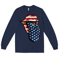 Navy American Toungue for 4th of July Long Sleeve Tee - Bettercallsaul